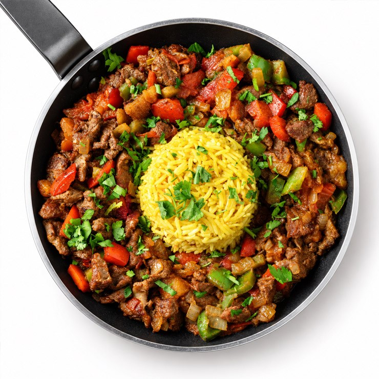 Türkische Grillplatte mit Fleisch, Reis und Salat